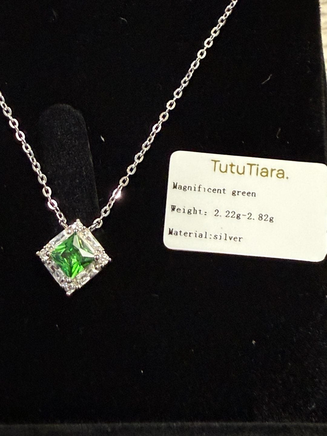 TutuTiara Sterling Silver Magnificent Green Pendant Necklace New Gift Box 5