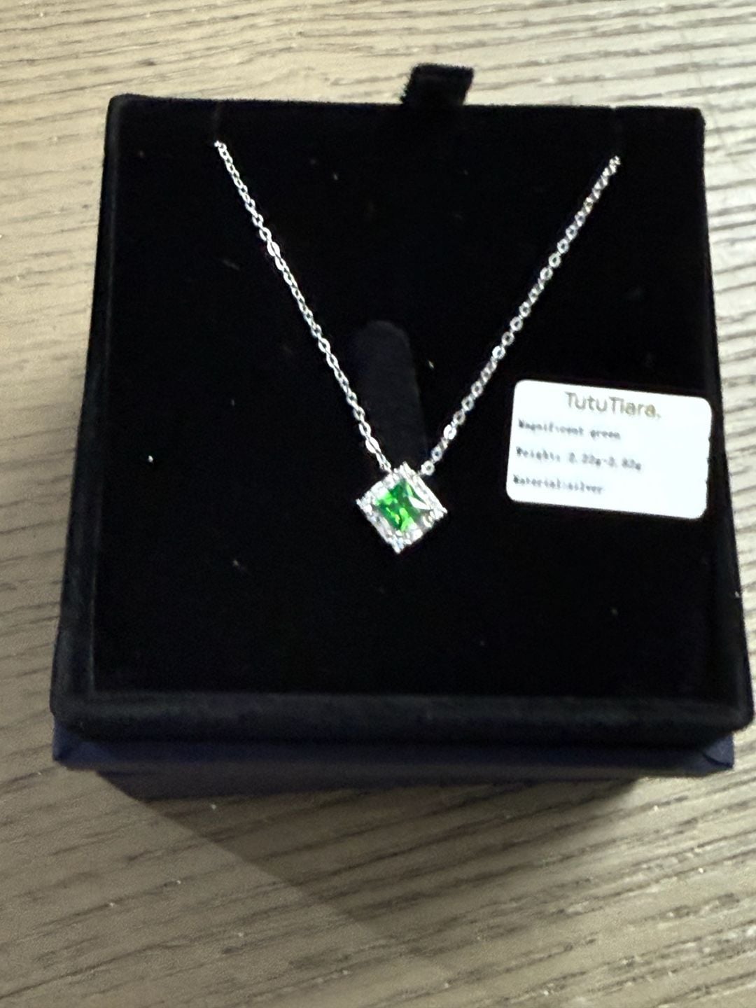 TutuTiara Sterling Silver Magnificent Green Pendant Necklace New Gift Box 6
