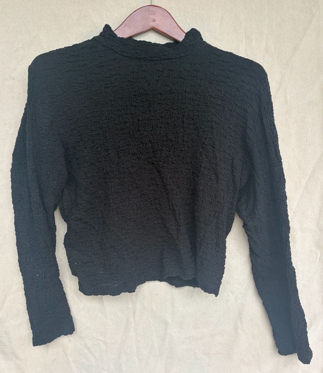 a new day Black Textured Mock Neck Long Sleeve Top Size L 2