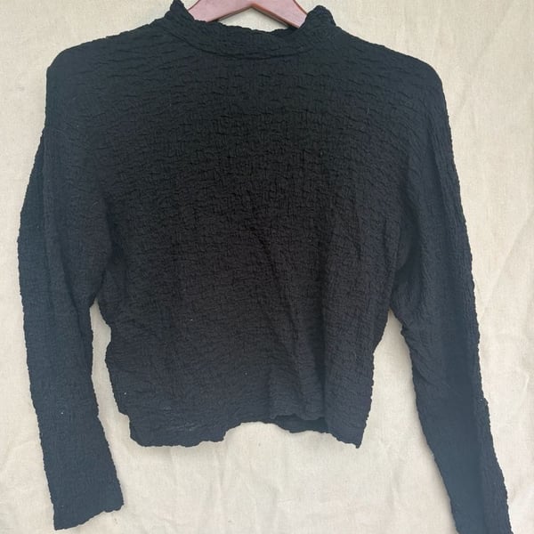 a new day Black Textured Mock Neck Long Sleeve Top Size L