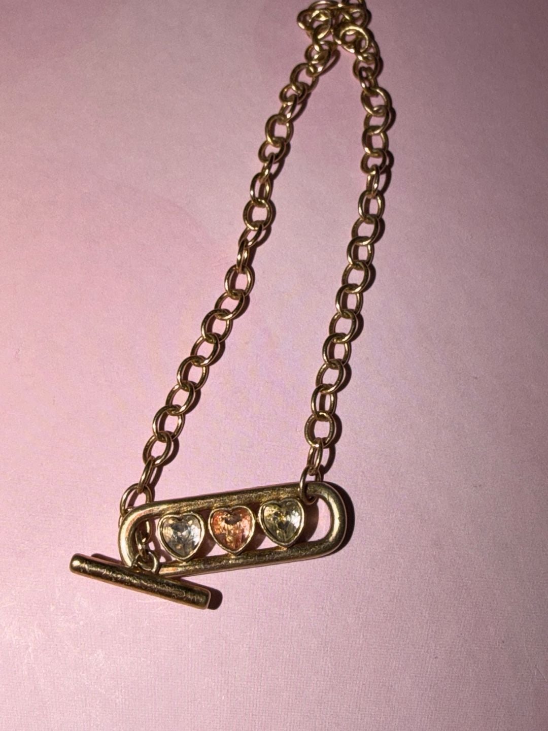 Alex and Ani Heart Crystal Toggle Necklace Gold Tone 2