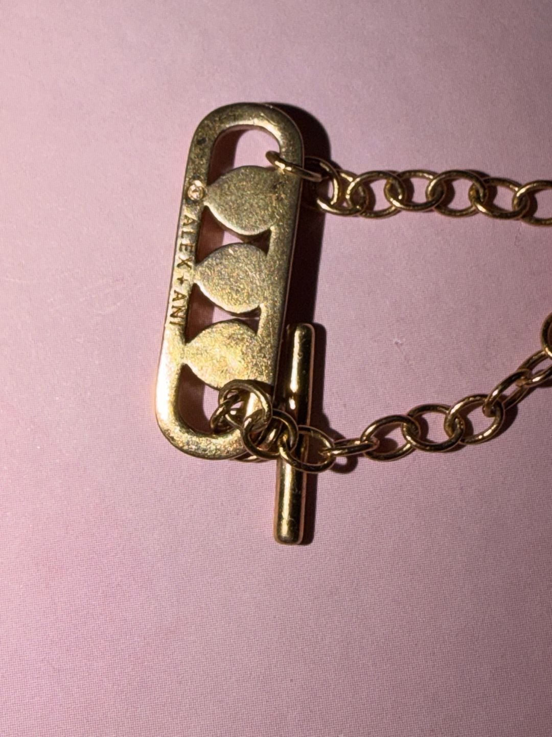 Alex and Ani Heart Crystal Toggle Necklace Gold Tone 3