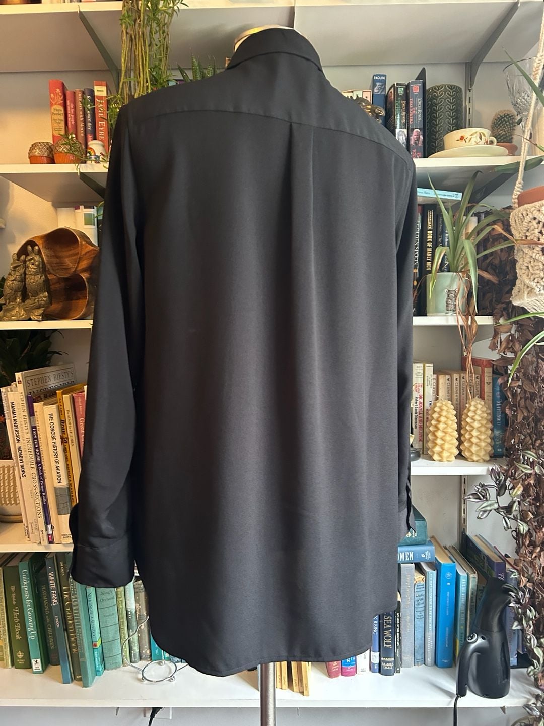Tommy Hilfiger Blouse Size L Black Long Sleeve Button Up Shirt 4