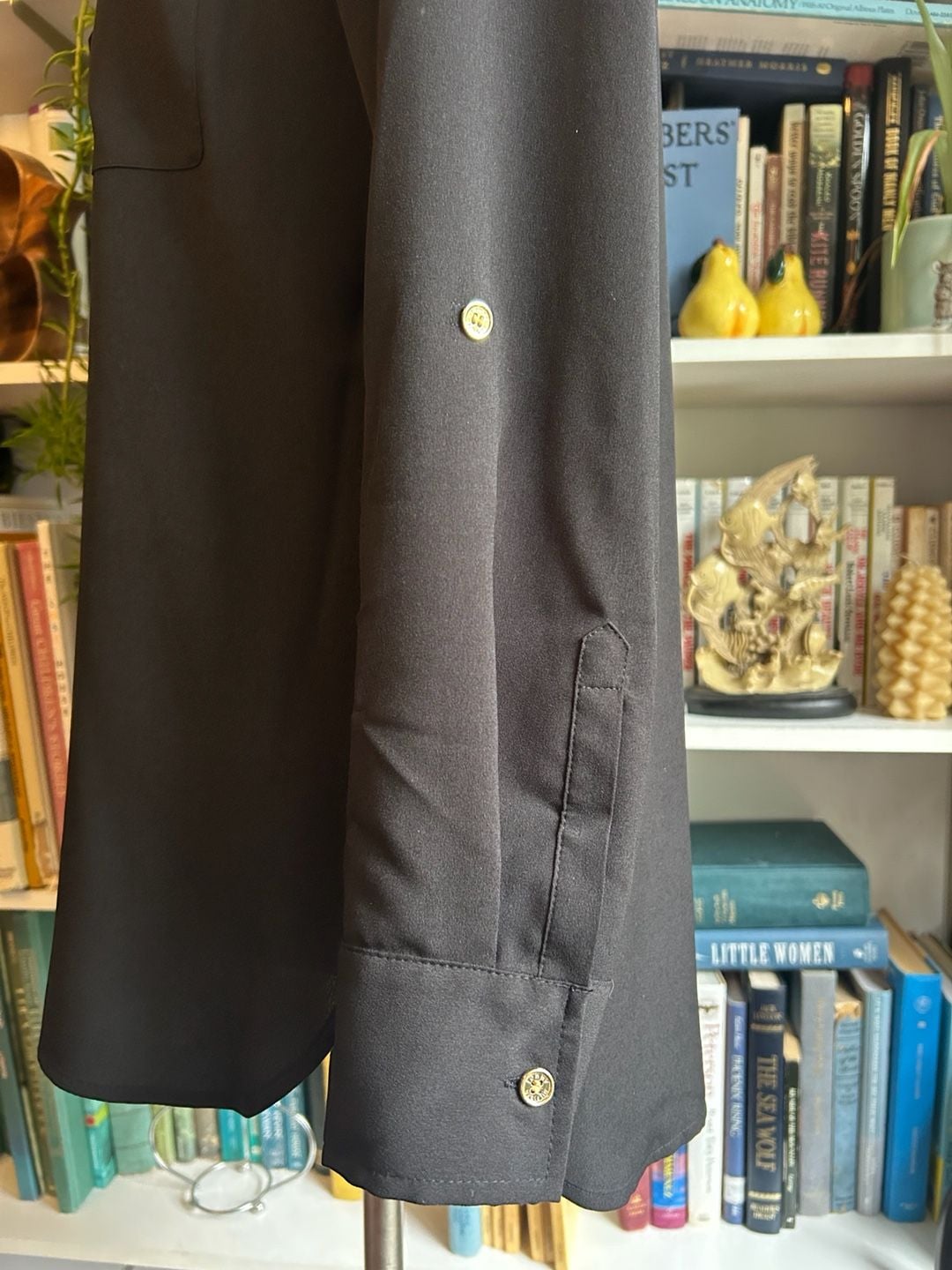 Tommy Hilfiger Blouse Size L Black Long Sleeve Button Up Shirt 5