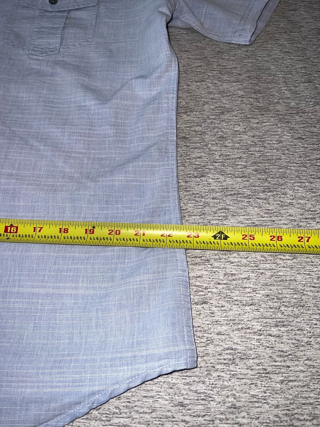 pd&c Button Up Shirt Size L Blue Short Sleeve Casual Pocket Epaulets 6