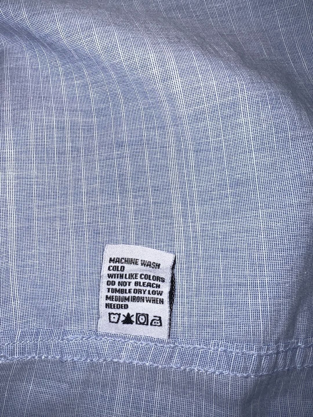pd&c Button Up Shirt Size L Blue Short Sleeve Casual Pocket Epaulets 9