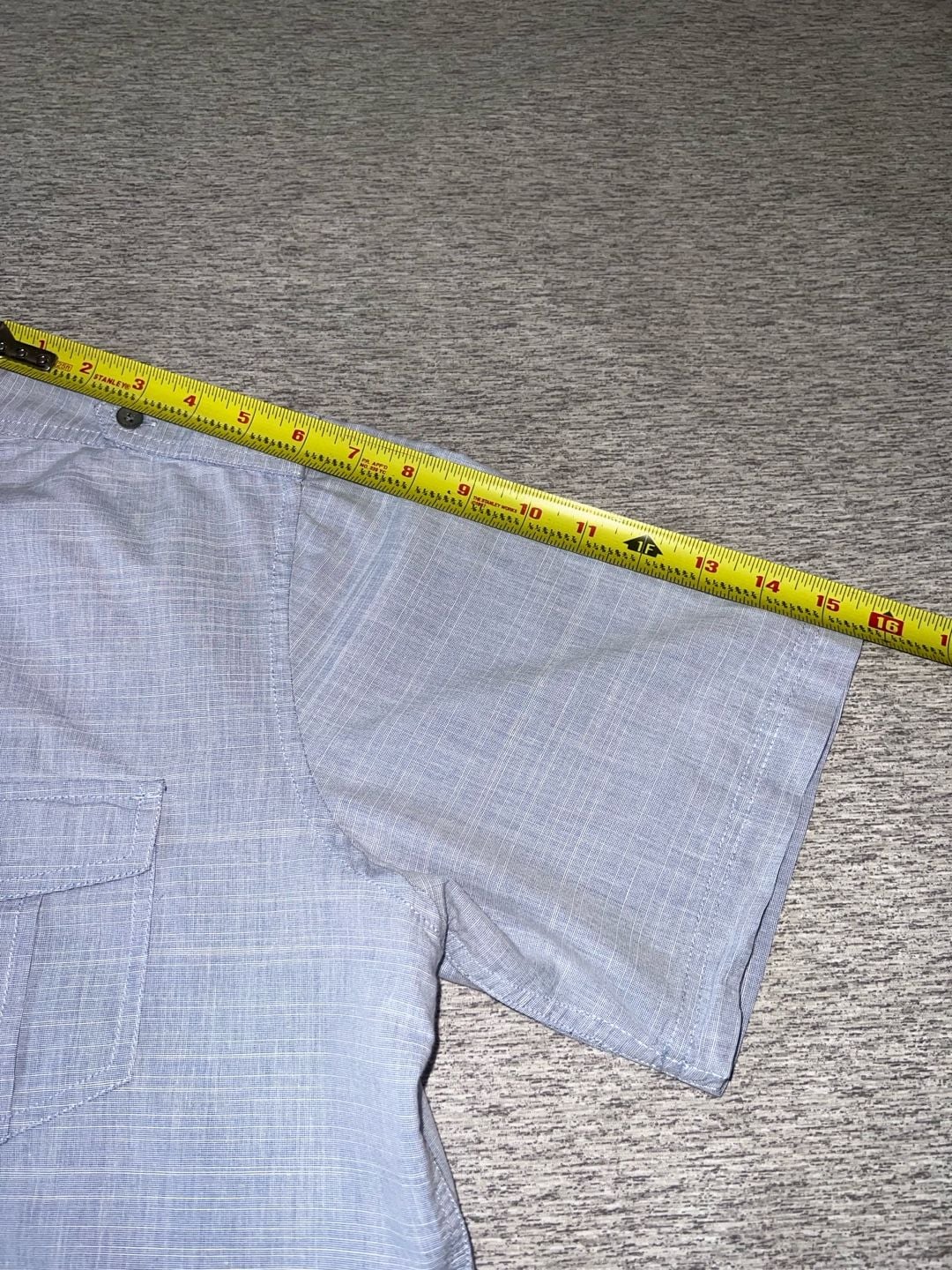 pd&c Button Up Shirt Size L Blue Short Sleeve Casual Pocket Epaulets 11