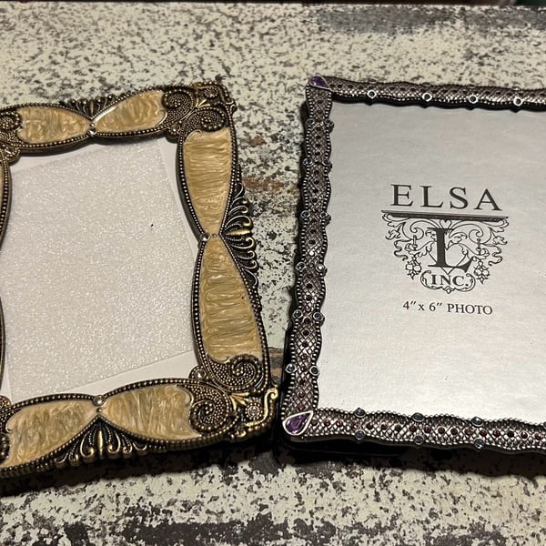 Elsa Inc. & Sheffield Home 4x6 Picture Frames Silver and Gold Rhinestones 