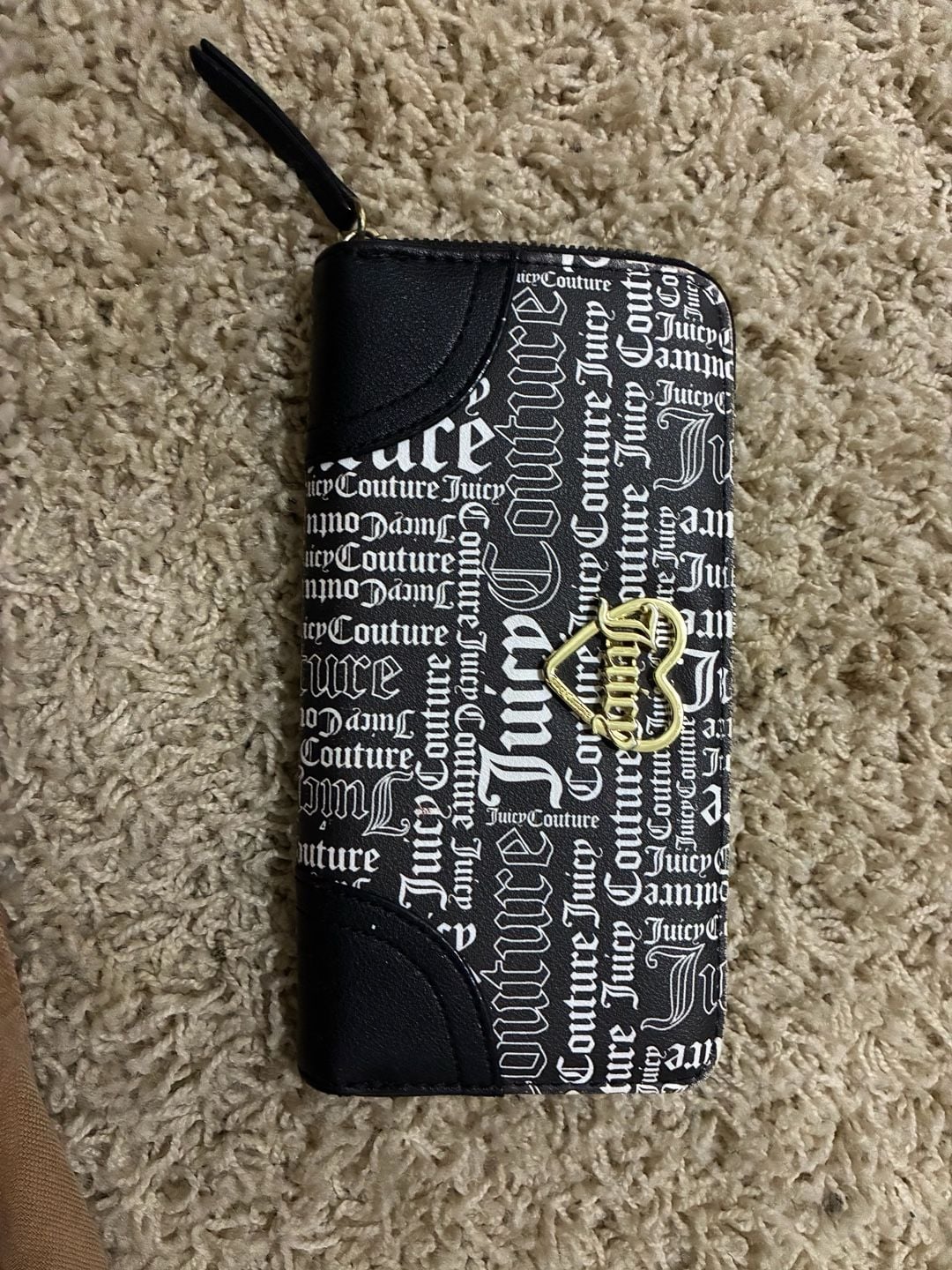 Juicy Couture Black and White Logo Zip Around Wallet 2