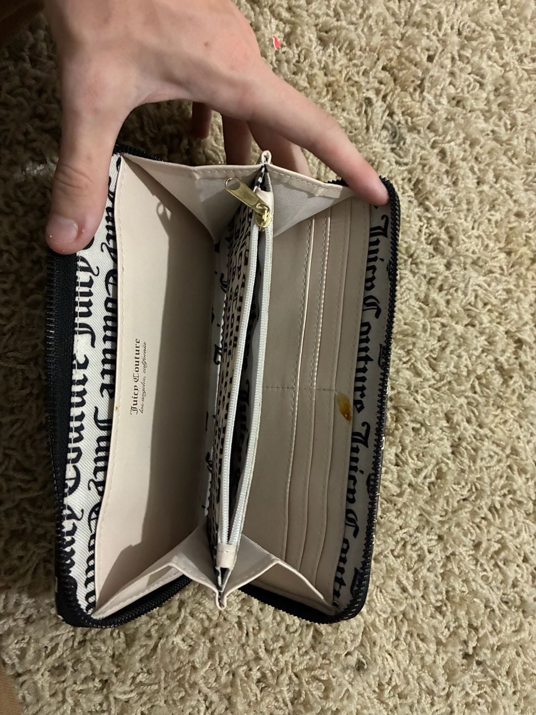 Juicy Couture Black and White Logo Zip Around Wallet 4