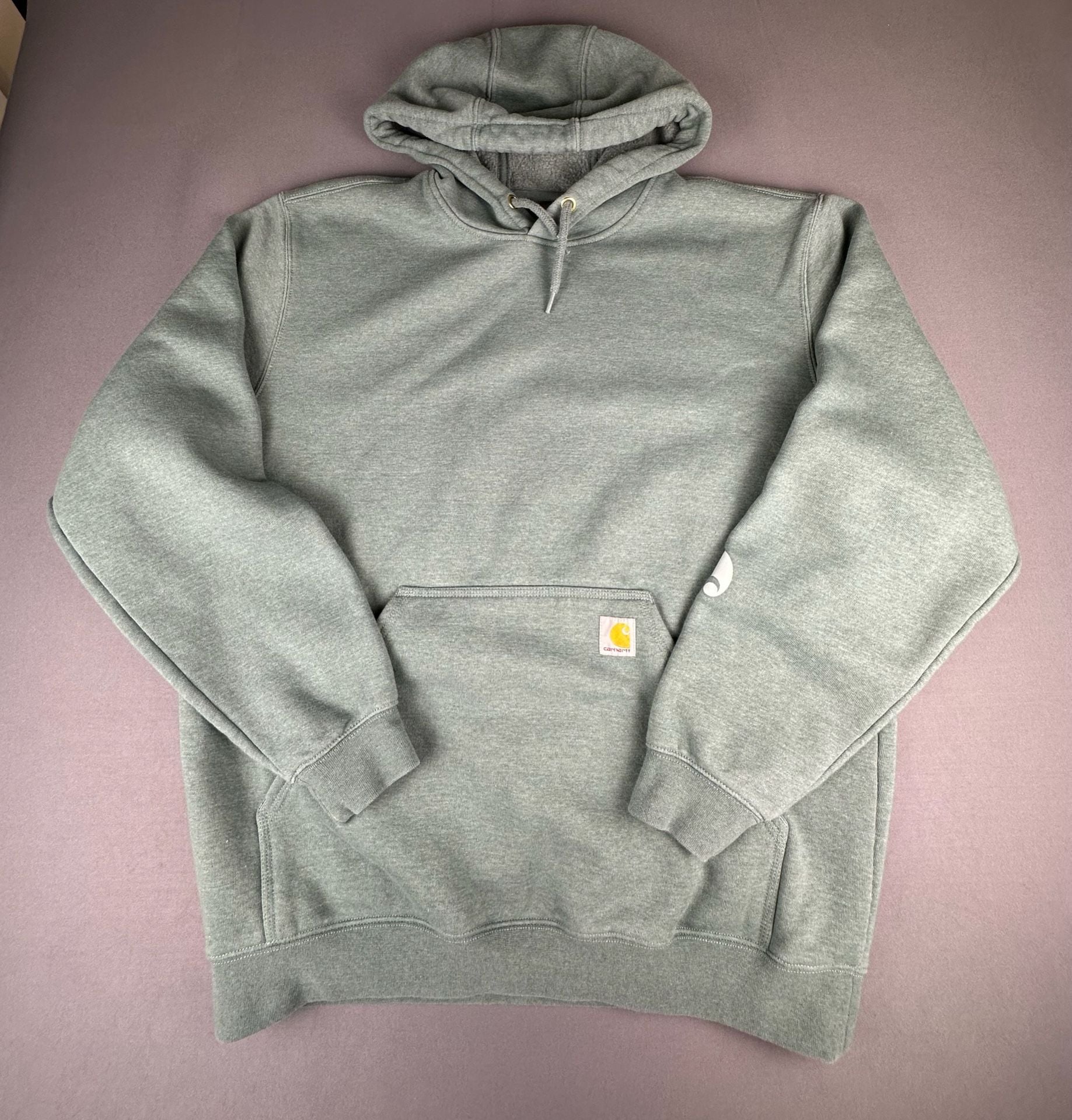 Carhartt Logo Sleeve Sweatshirt Size L Light Teal Pullover Hoodie 2