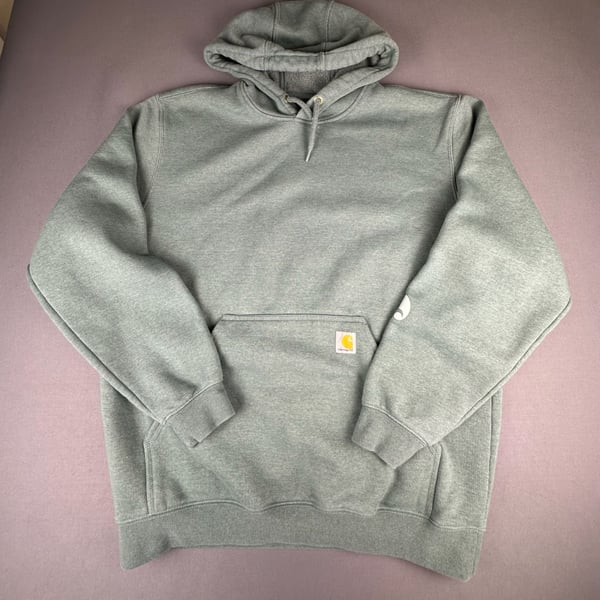 Carhartt Logo Sleeve Sweatshirt Size L Light Teal Pullover Hoodie