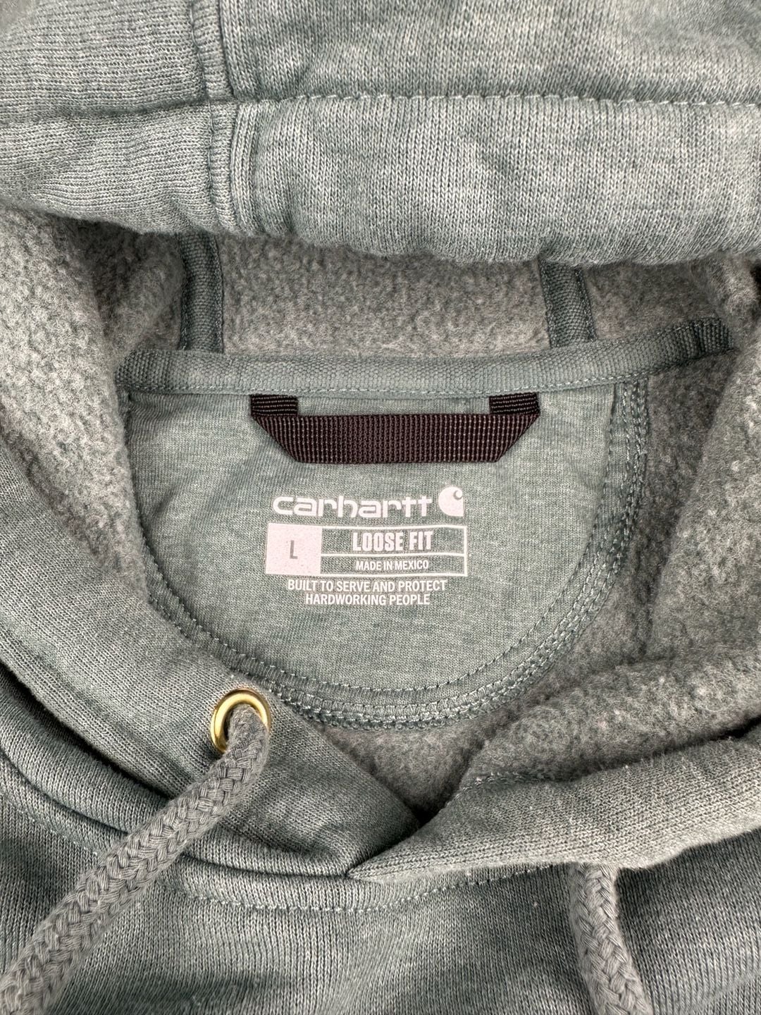 Carhartt Logo Sleeve Sweatshirt Size L Light Teal Pullover Hoodie 4