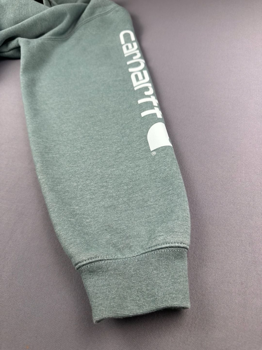 Carhartt Logo Sleeve Sweatshirt Size L Light Teal Pullover Hoodie 6