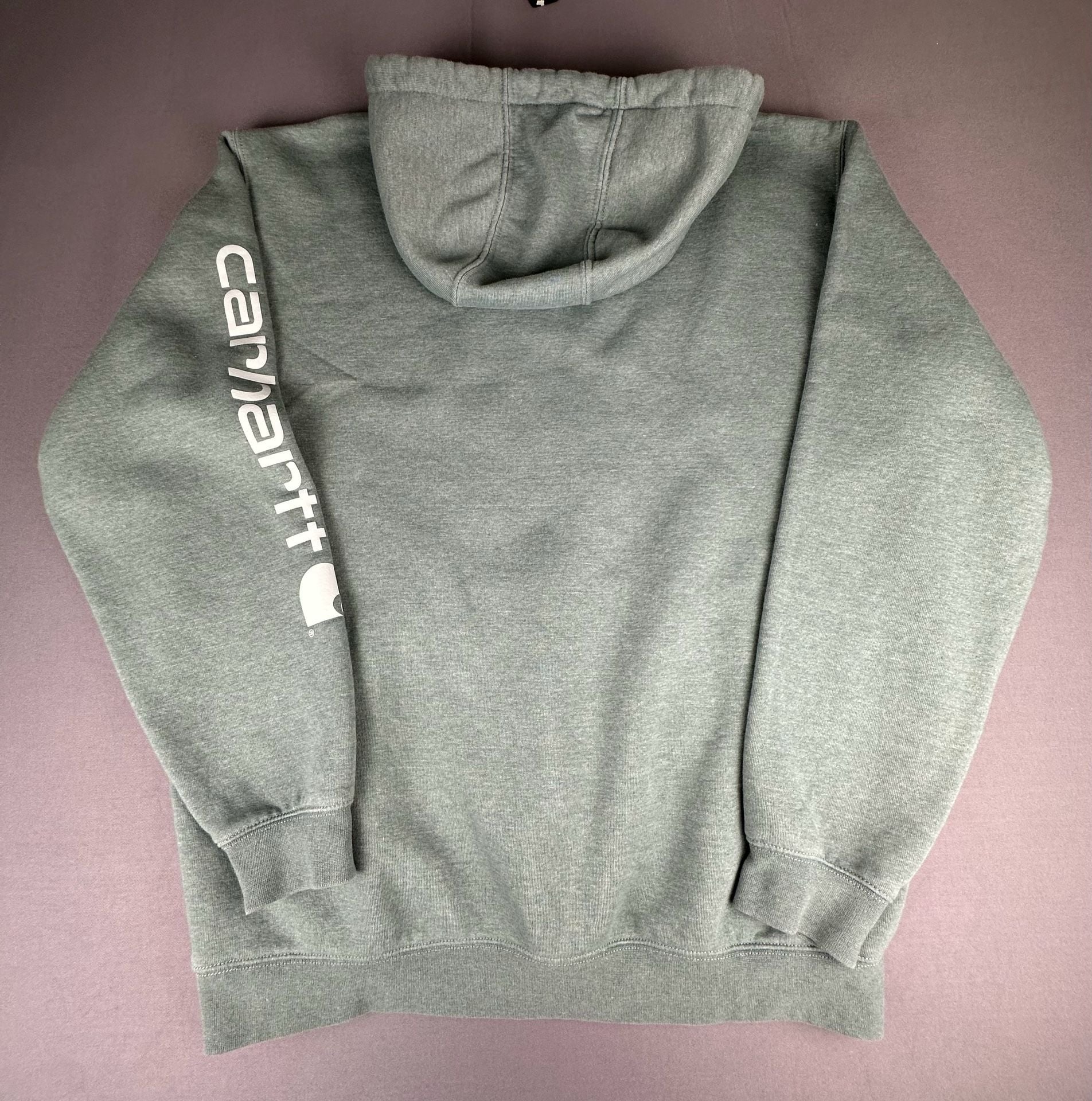 Carhartt Logo Sleeve Sweatshirt Size L Light Teal Pullover Hoodie 7