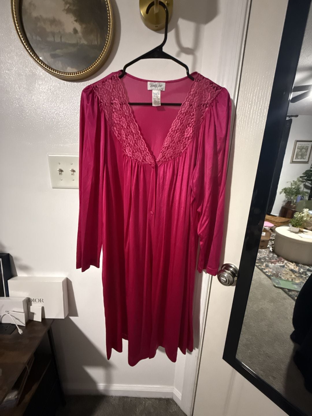 Vanity Fair Robe 31-767 Size M Pink Lace Nylon 2