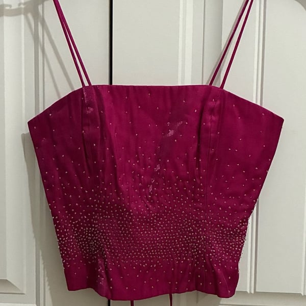 Legends Pink Beaded Satin Corset Top Size 12