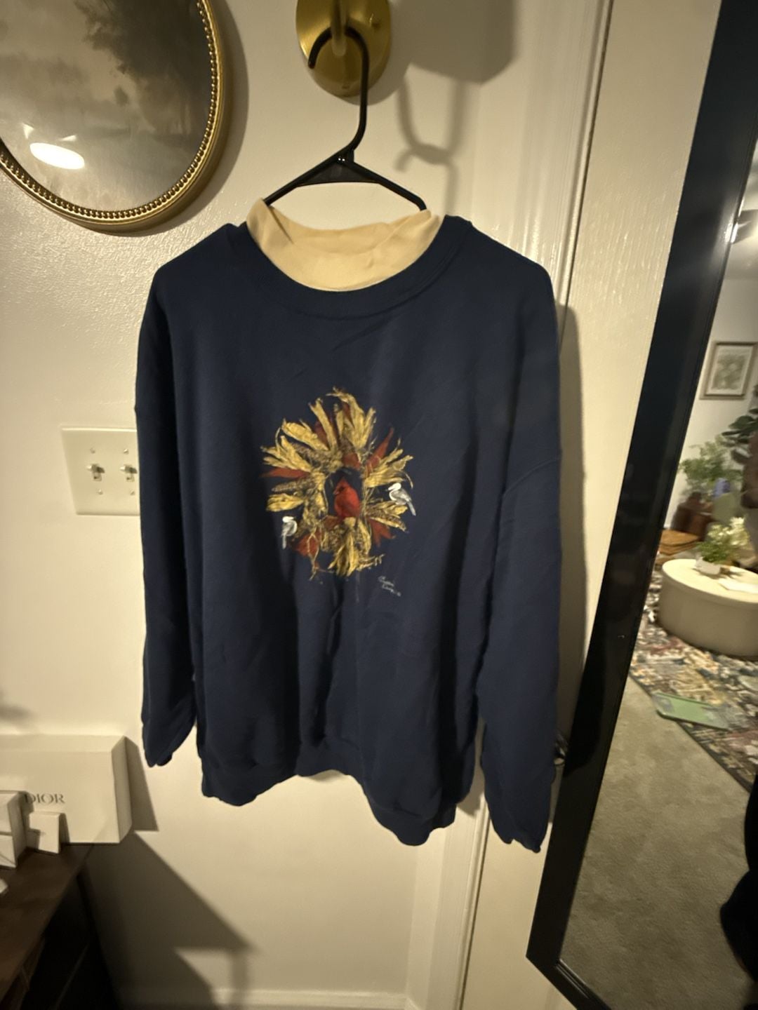 Endless Designs Faux Layered Sweatshirt Size 26W Navy Cardinal Wreath 2