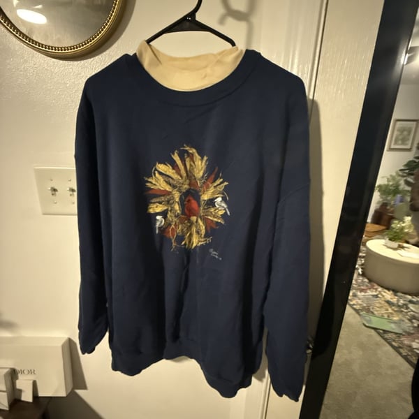 Endless Designs Faux Layered Sweatshirt Size 26W Navy Cardinal Wreath