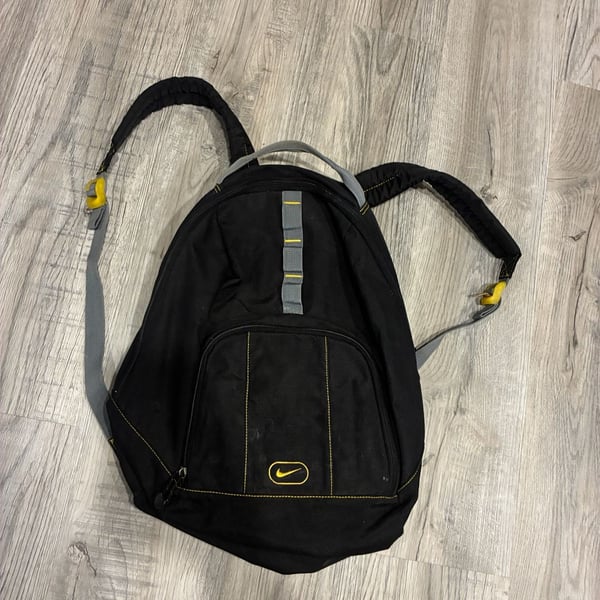 Nike Vintage Black Yellow Contrast Stitch Backpack Bag