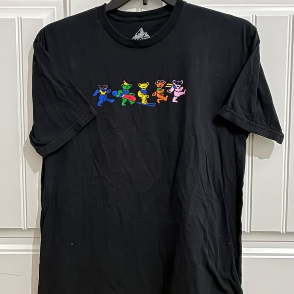 Teton Gravity Research Grateful Dead Dancing Bears T-Shirt Size XL Black Cotton