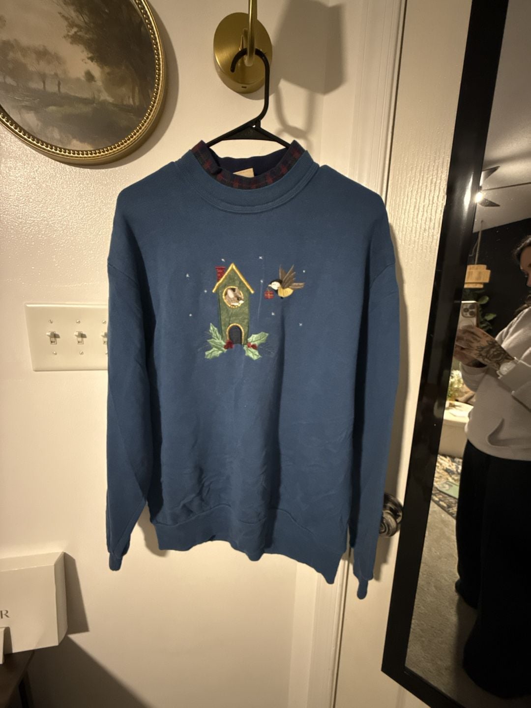Top Stitch by Morning Sun Birdhouse Embroidered Sweatshirt Blue 2