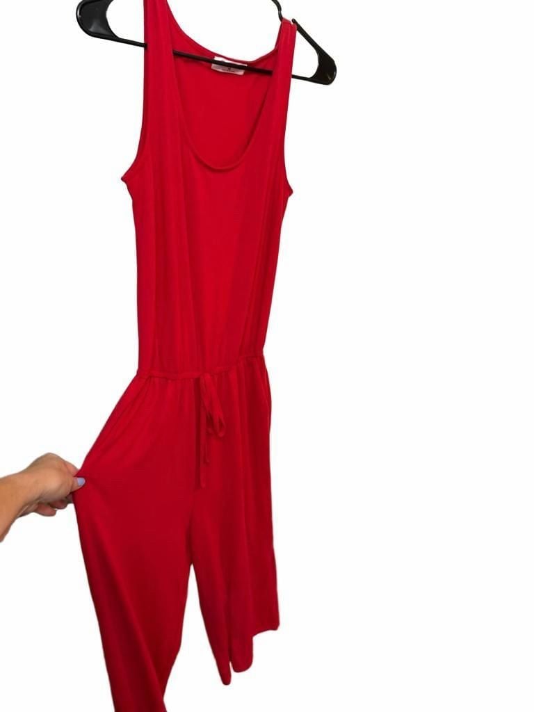 Zenana Jumpsuit Size M Coral Tank Tie Waist 2