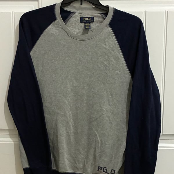 Polo Ralph Lauren Sleepwear Sweatshirt Size M Gray Navy Raglan Sleeve