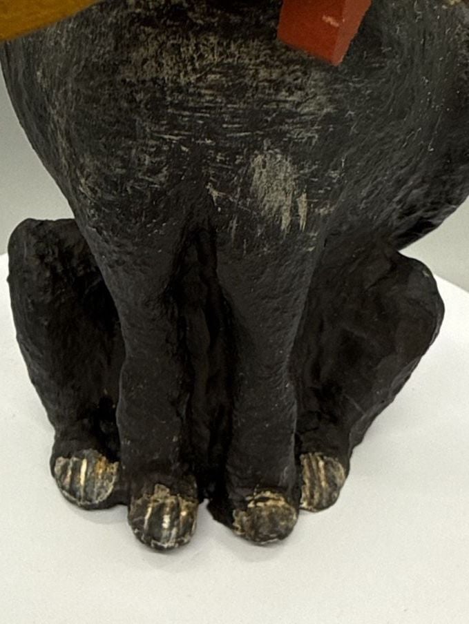 Primitive Halloween Black Cat Moon Figurine Folk Art Distressed Decor Chunky Vtg 7