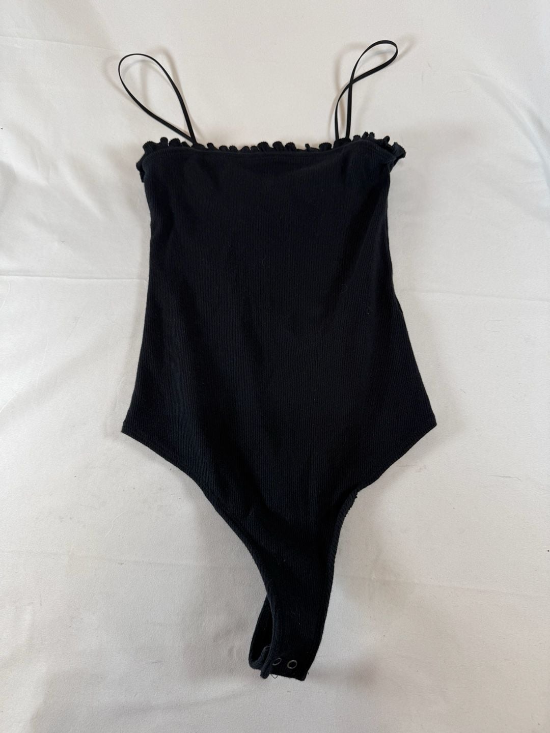 Abercrombie & Fitch Womens Ruffled Bodysuit Size S Black Indie Vanguard Going Out Whismigoth Quiet Luxury 2