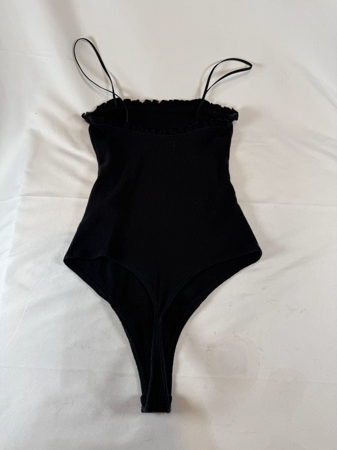 Abercrombie & Fitch Womens Ruffled Bodysuit Size S Black Indie Vanguard Going Out Whismigoth Quiet Luxury 10