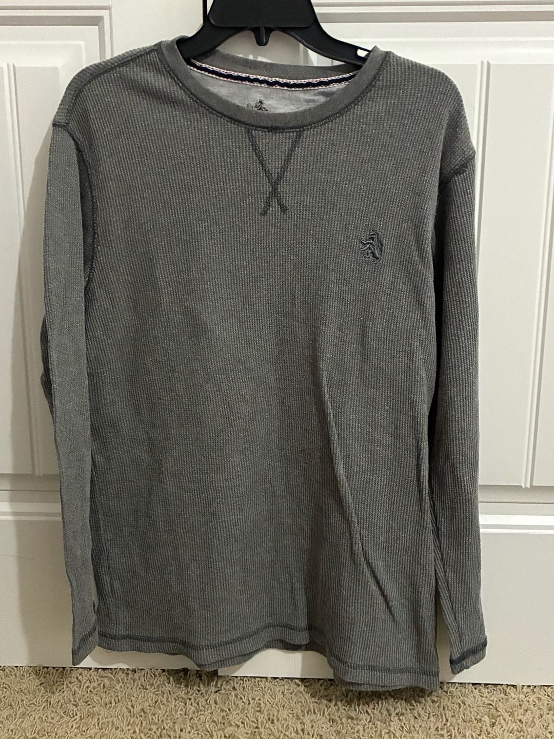 Rugby University Long Sleeve Thermal Crew Neck Sweater Size L Gray 2