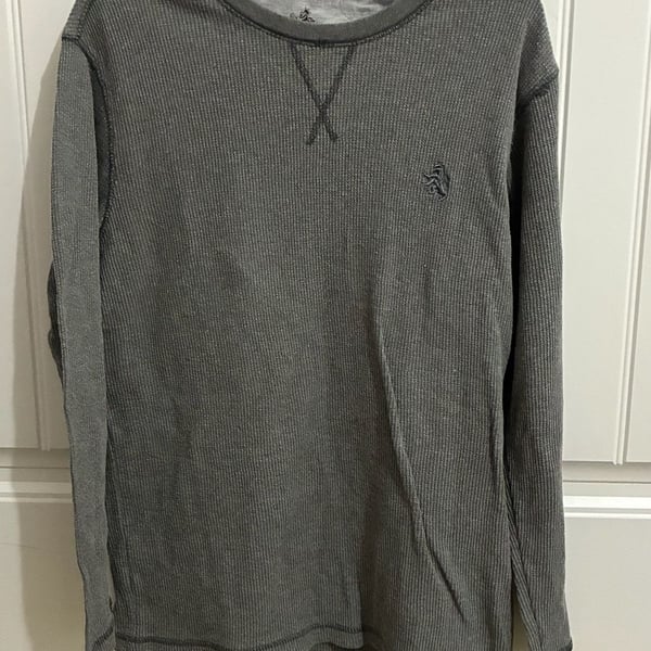 Rugby University Long Sleeve Thermal Crew Neck Sweater Size L Gray