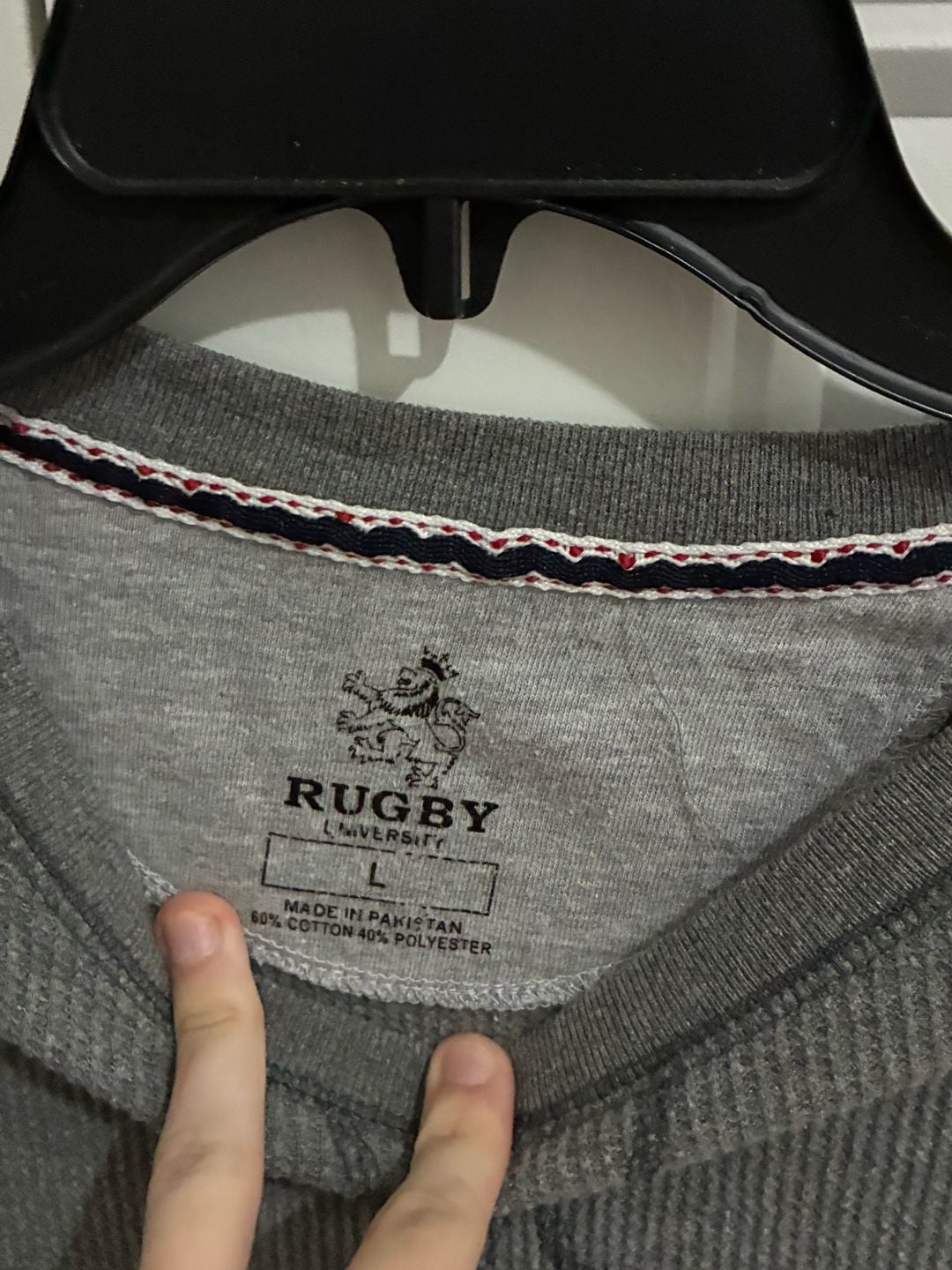 Rugby University Long Sleeve Thermal Crew Neck Sweater Size L Gray 4