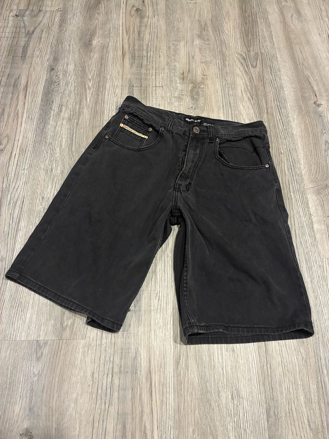 Royal Blue Denim Shorts Size 34 Black Jorts Relaxed Fit 2