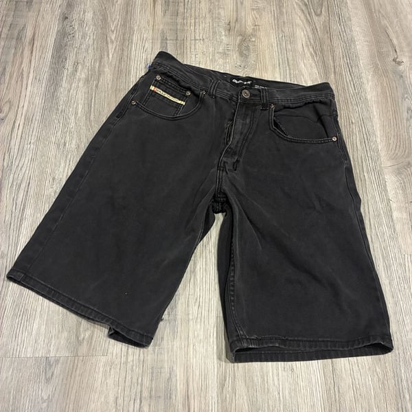 Royal Blue Denim Shorts Size 34 Black Jorts Relaxed Fit