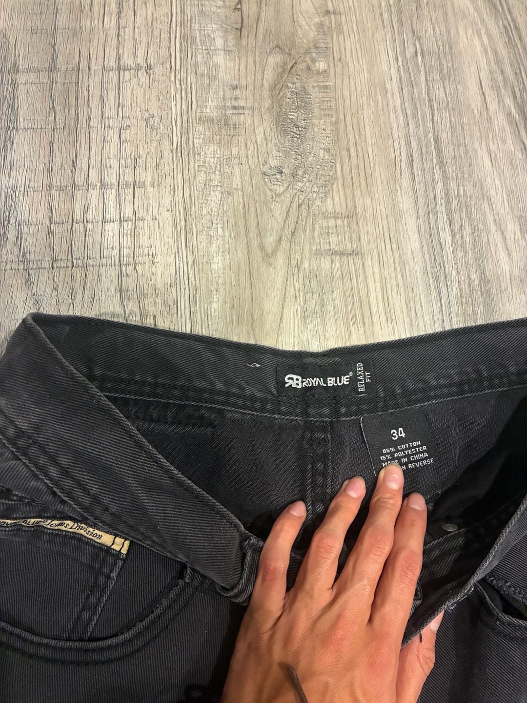 Royal Blue Denim Shorts Size 34 Black Jorts Relaxed Fit 4