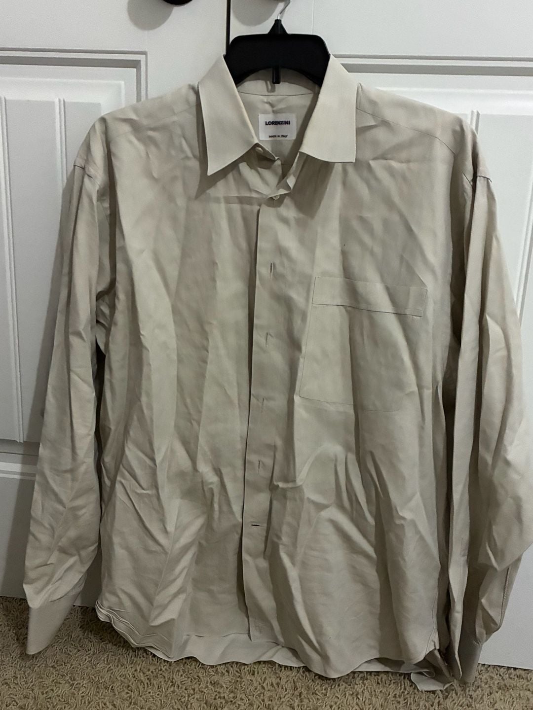 Lorenzini Men's Beige Long Sleeve Button Up Dress Shirt Size 16.5 42 2