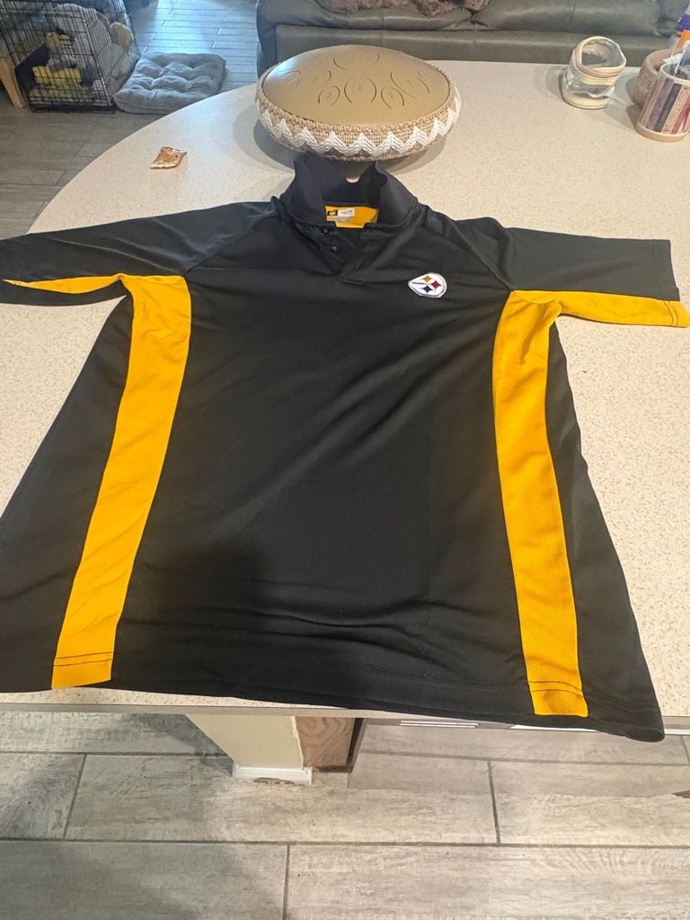 NFL Team Apparel Pittsburgh Steelers Polo Size XL Black Yellow 2