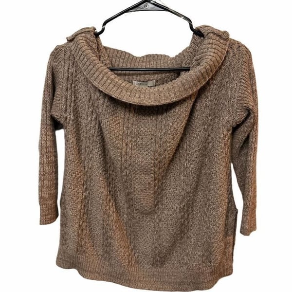Cozy Casual Sweater Size L Brown Cowl Neck