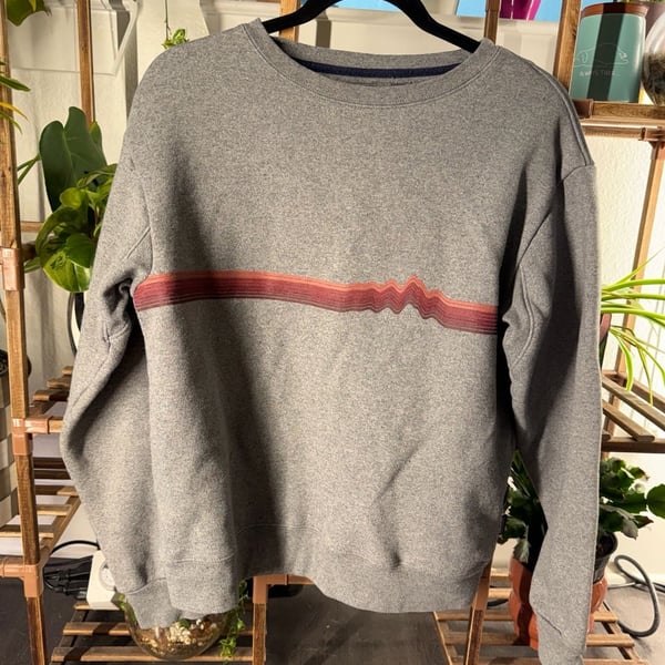 Patagonia Ridge Rise Stripe Uprisal Crew Sweatshirt Size M Grey
