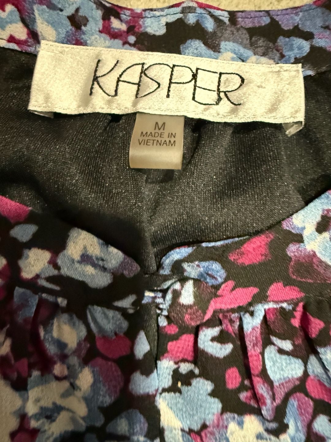 Kasper Keyhole Blouse Size M Blue Floral Sleeveless Top 3