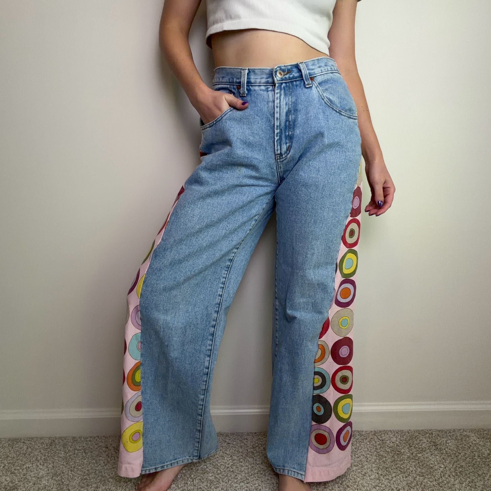 Vintage Upcycled Groovy Wide Leg Jeans 3