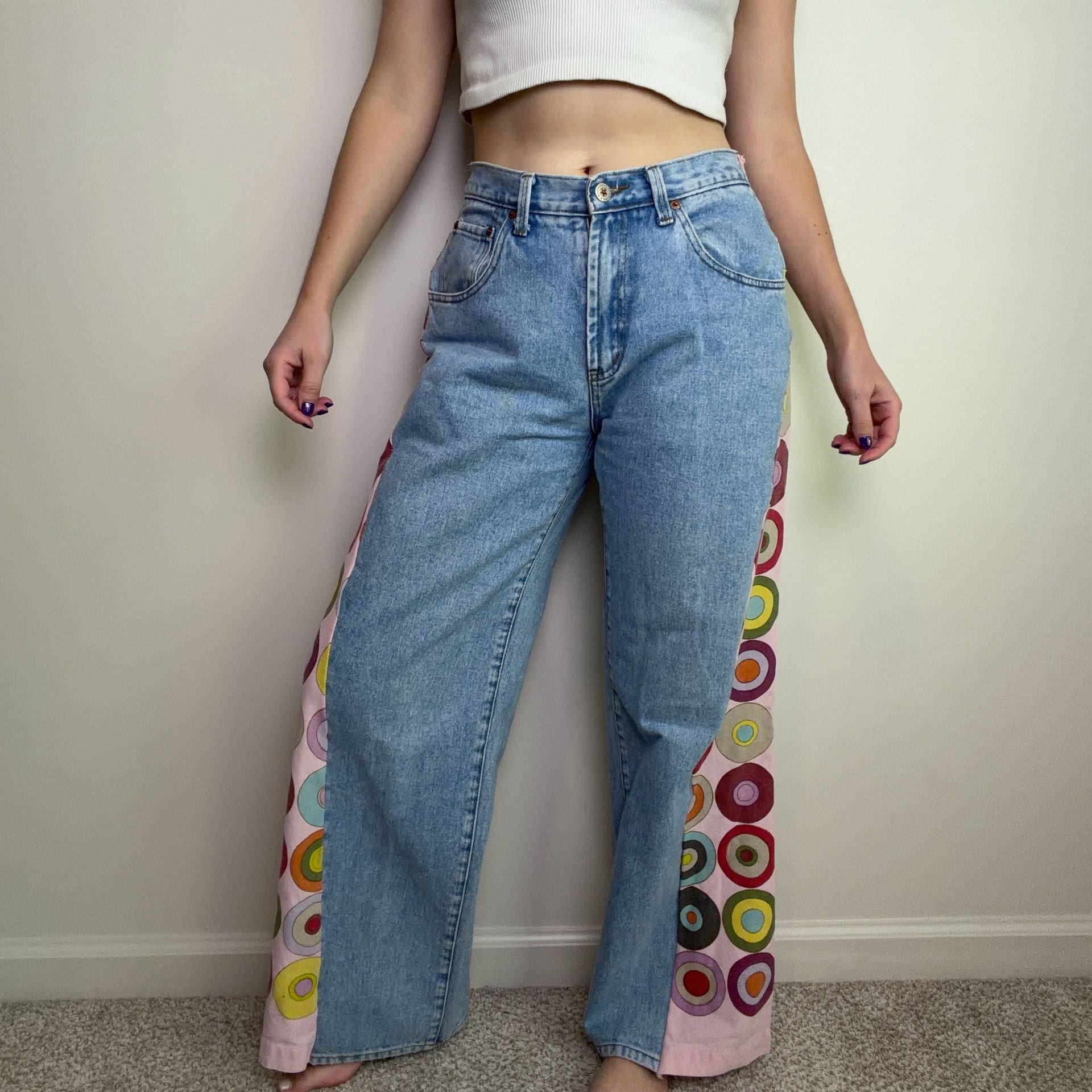 Vintage Upcycled Groovy Wide Leg Jeans 5