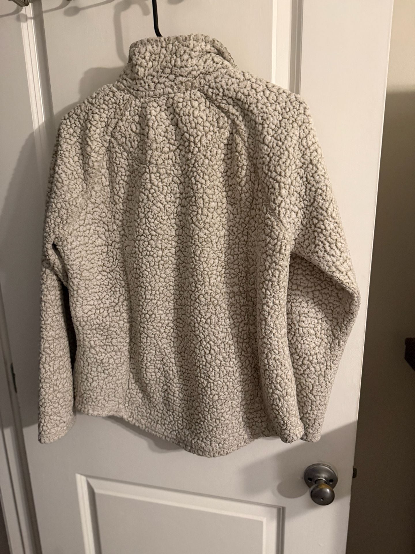 Cozy Sherpa 1/4 Zip Pullover, Size Medium Fuzzy Off White 5