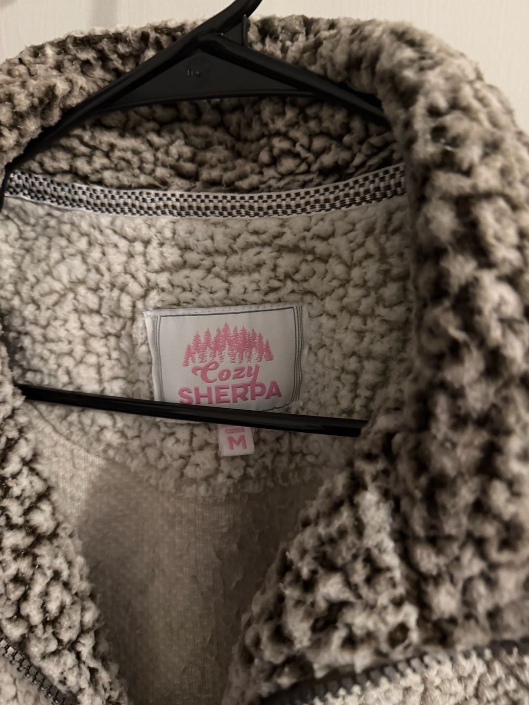 Cozy Sherpa 1/4 Zip Pullover, Size Medium Fuzzy Off White 3