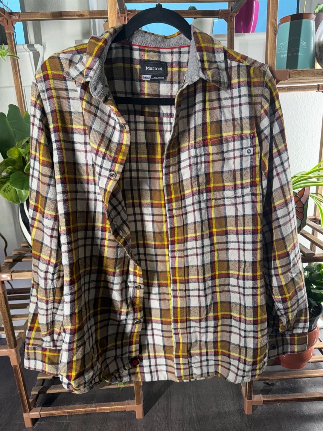 Marmot Plaid Flannel Button Down Shirt Size S Multi-Color Long Sleeve 2