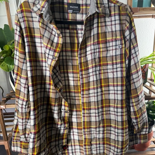 Marmot Plaid Flannel Button Down Shirt Size S Multi-Color Long Sleeve
