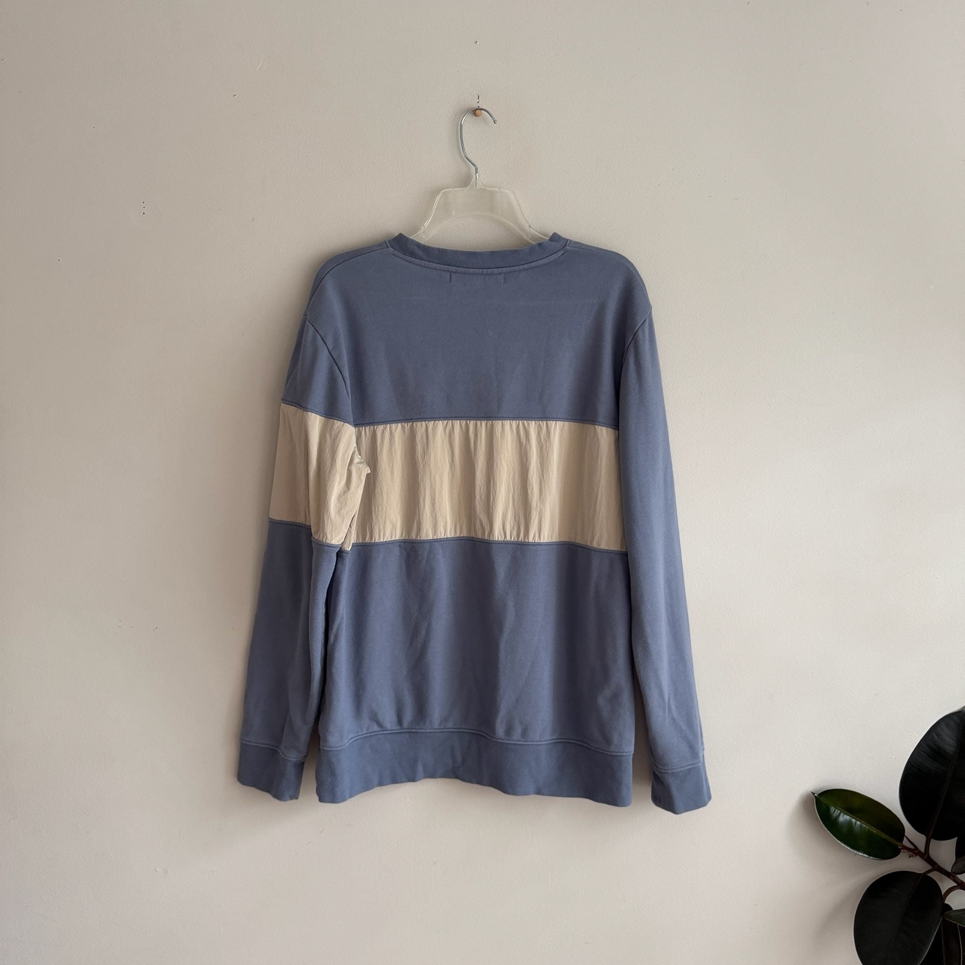 Dear Miler Color Block Sweatshirt Size M Blue Tan Nylon Cotton 4