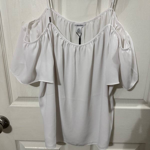Calvin Klein Cold Shoulder Blouse Size M White